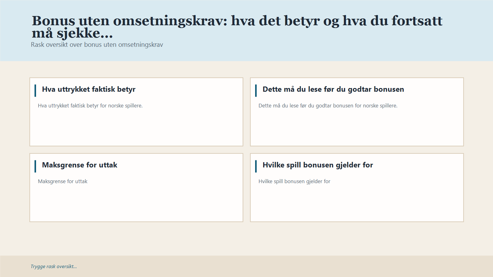 Infografikk for Bonus uten omsetningskrav: hva det betyr og hva du fortsatt må sjekke