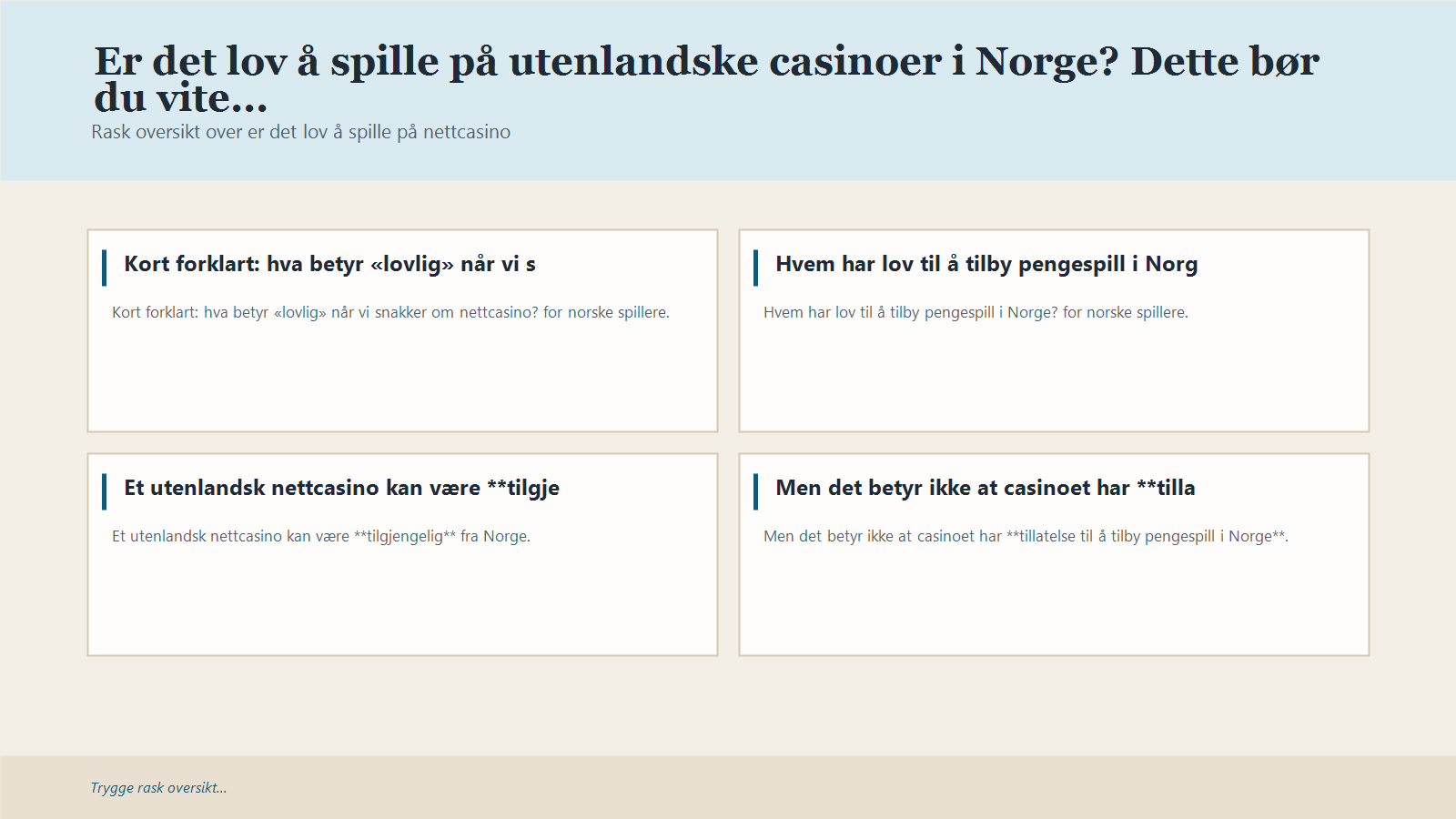 Infografikk for Er det lov å spille på utenlandske casinoer i Norge? Dette bør du vite