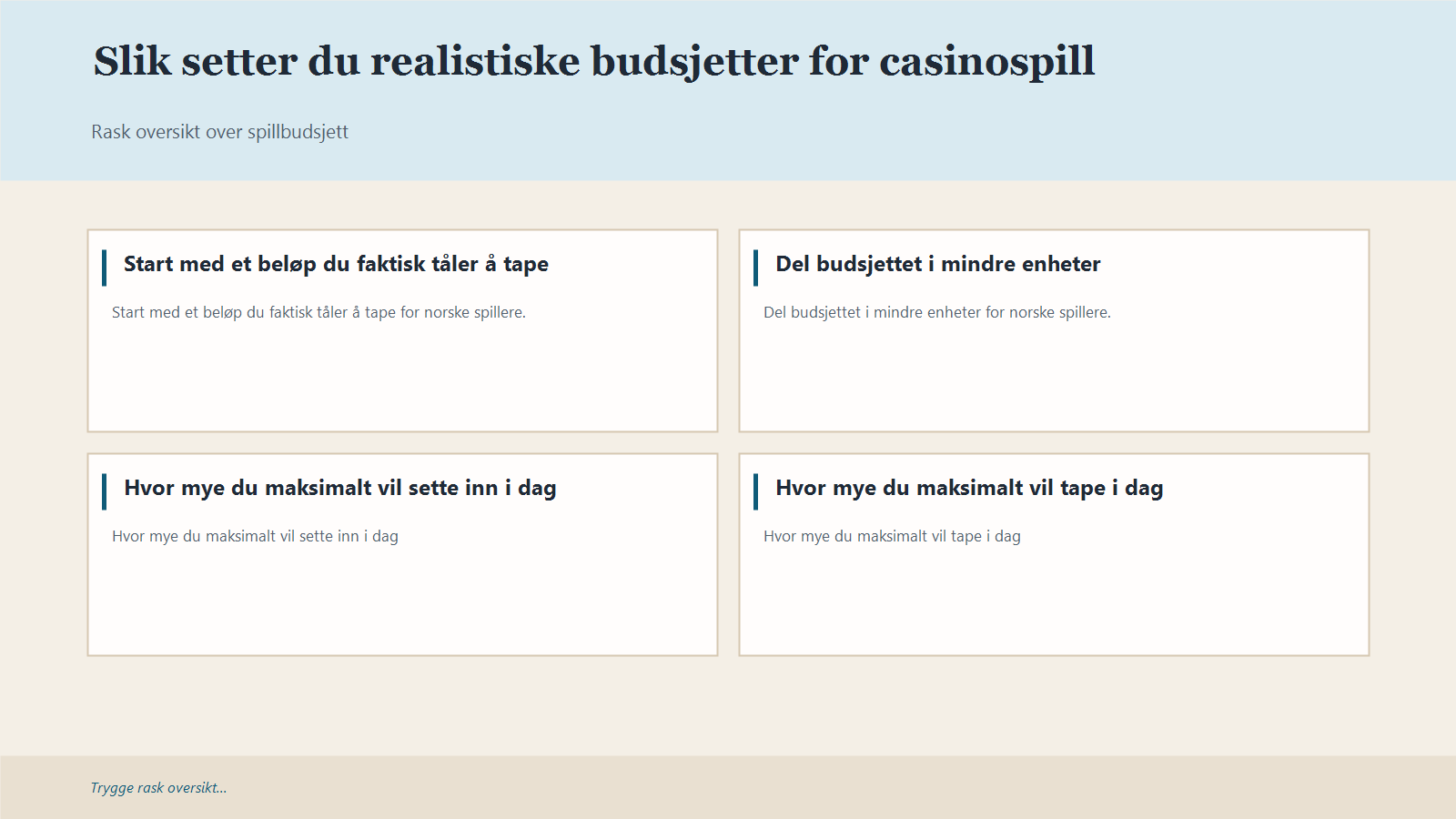 Infografikk for Slik setter du realistiske budsjetter for casinospill